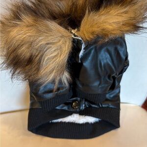 Cozy black Faux Fur Jacket for a small dog or a puppy